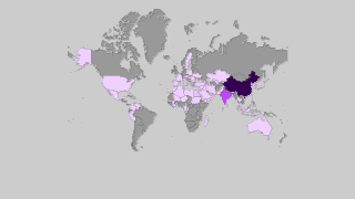 Mappa dei paesi per produzione di melanzane Thumbnail